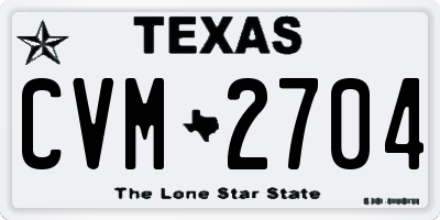 TX license plate CVM2704