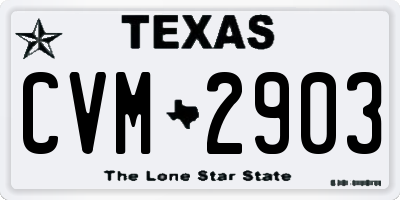 TX license plate CVM2903