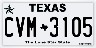 TX license plate CVM3105