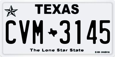 TX license plate CVM3145