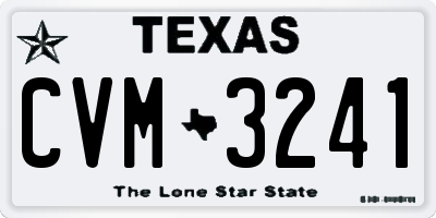 TX license plate CVM3241