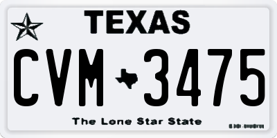 TX license plate CVM3475