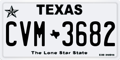 TX license plate CVM3682