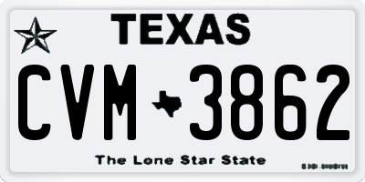 TX license plate CVM3862