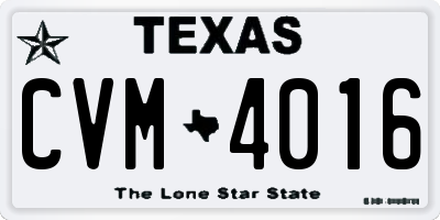 TX license plate CVM4016