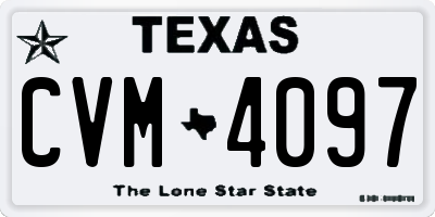TX license plate CVM4097