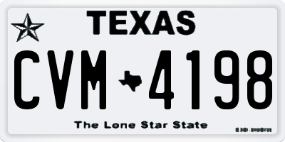 TX license plate CVM4198