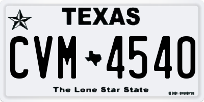 TX license plate CVM4540