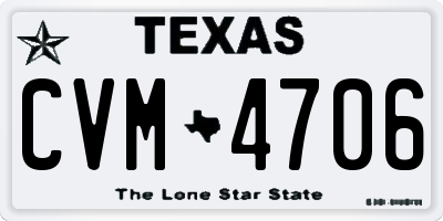 TX license plate CVM4706
