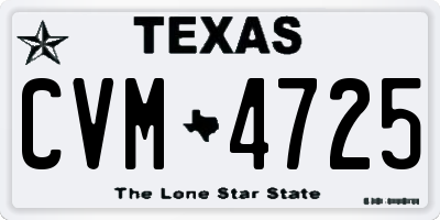 TX license plate CVM4725