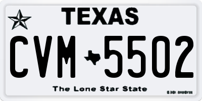 TX license plate CVM5502