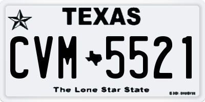 TX license plate CVM5521