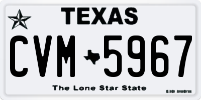 TX license plate CVM5967
