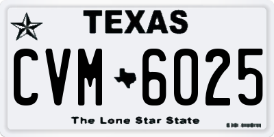 TX license plate CVM6025