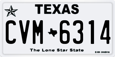 TX license plate CVM6314