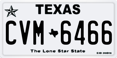 TX license plate CVM6466
