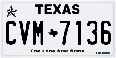 TX license plate CVM7136