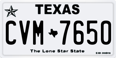 TX license plate CVM7650