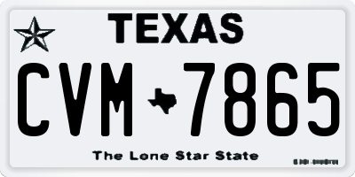 TX license plate CVM7865
