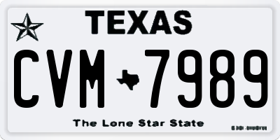 TX license plate CVM7989