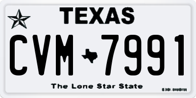 TX license plate CVM7991
