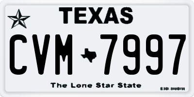 TX license plate CVM7997