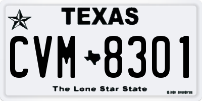 TX license plate CVM8301
