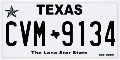 TX license plate CVM9134