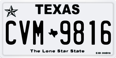 TX license plate CVM9816