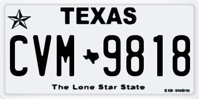 TX license plate CVM9818