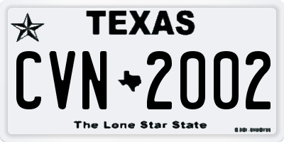 TX license plate CVN2002