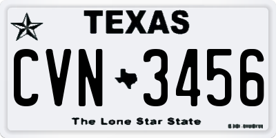 TX license plate CVN3456