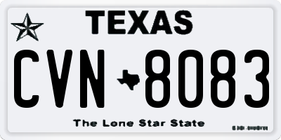 TX license plate CVN8083