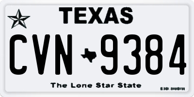 TX license plate CVN9384