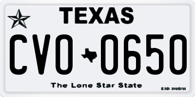 TX license plate CVO0650