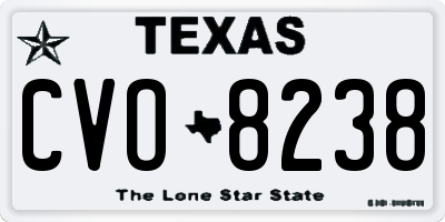 TX license plate CVO8238