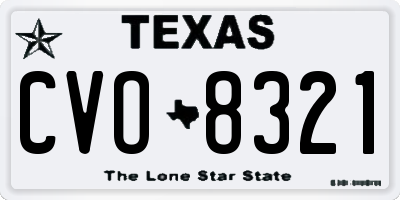 TX license plate CVO8321