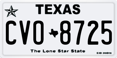 TX license plate CVO8725