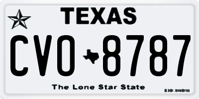 TX license plate CVO8787
