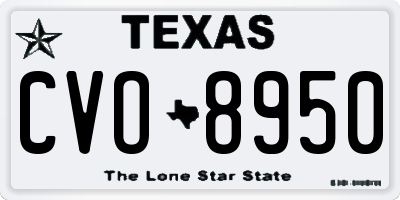 TX license plate CVO8950
