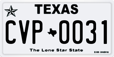 TX license plate CVP0031