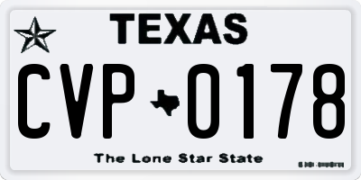 TX license plate CVP0178