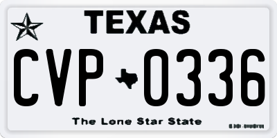 TX license plate CVP0336