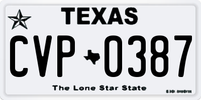 TX license plate CVP0387