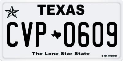 TX license plate CVP0609