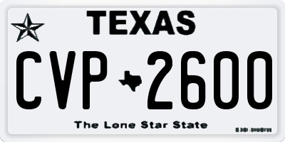 TX license plate CVP2600