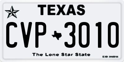 TX license plate CVP3010