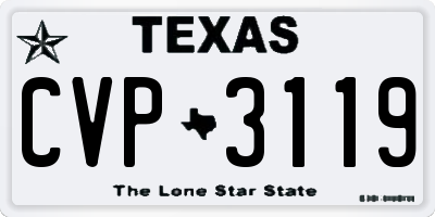 TX license plate CVP3119