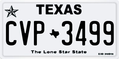 TX license plate CVP3499