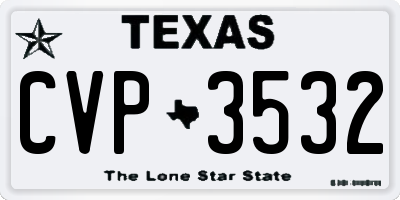 TX license plate CVP3532